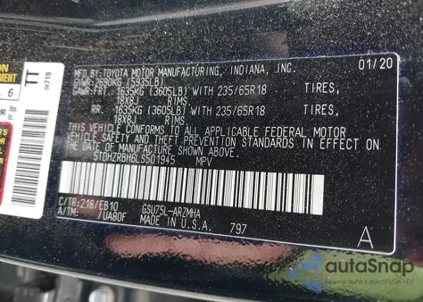 2020 Toyota Highlander Xle from USA, damaged, VIN 5TDHZRBH6LS501945